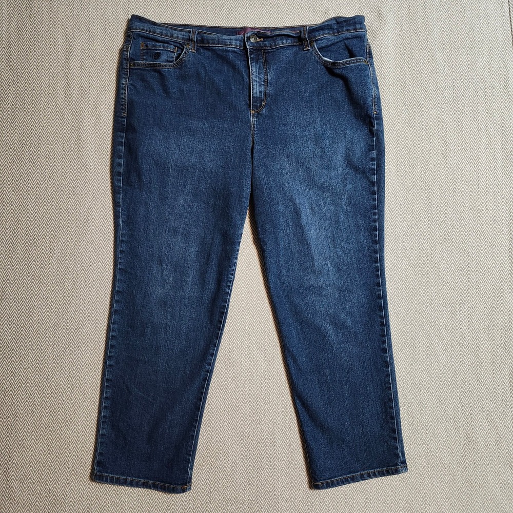 Gloria Vanderbilt Amanda High Rise Straight Leg Jeans Dark Wash 18W Short Petite